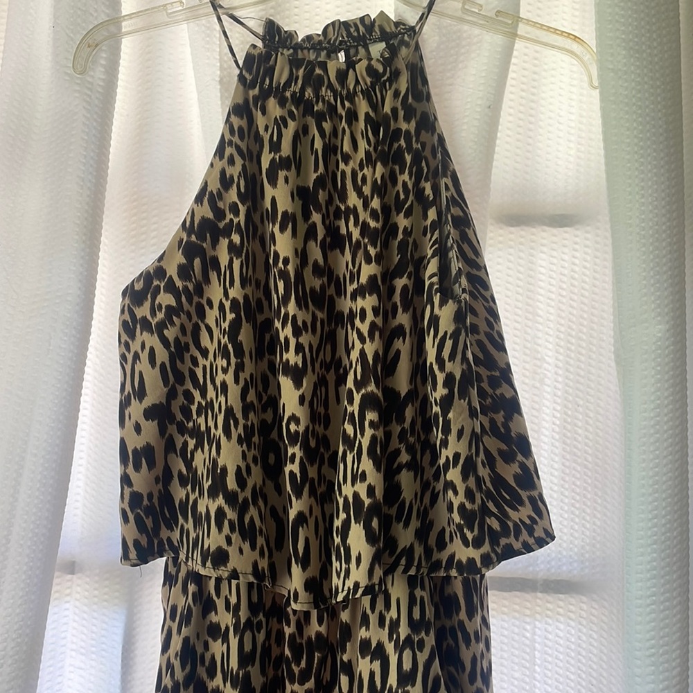 Tyche Leopard Print Halter Jumpsuit with pockets!!